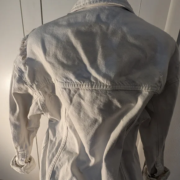 White denim jacket with a distressed look Size XS - Picture 4 of 6
